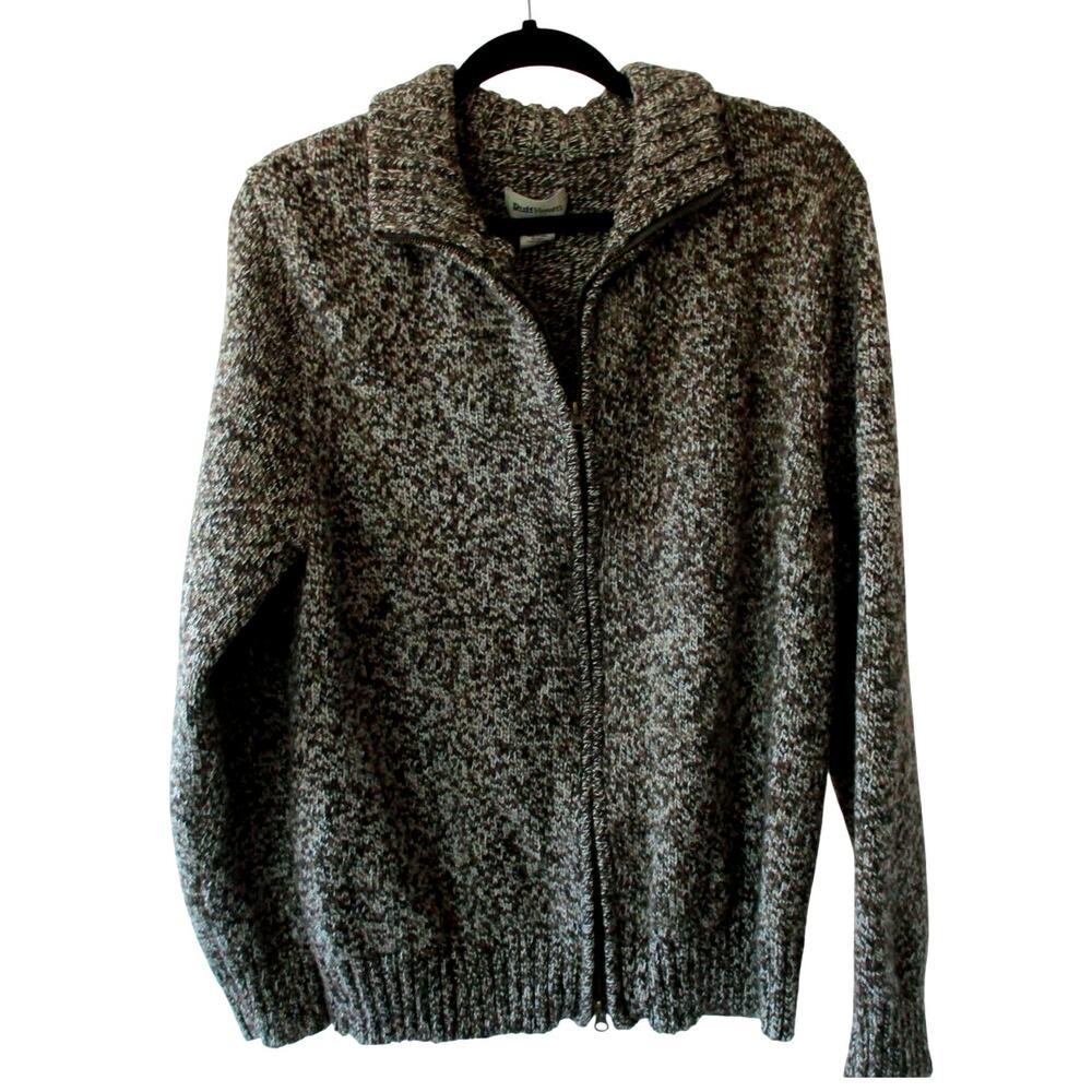 Ruff Hewn Men's Long Sleeve Brown Zip Front Cardigan Sweater Size Large